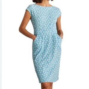 Boden Florrie Jersey Sheath Pocket Dress Blue Bird Print Size‎ 16/18